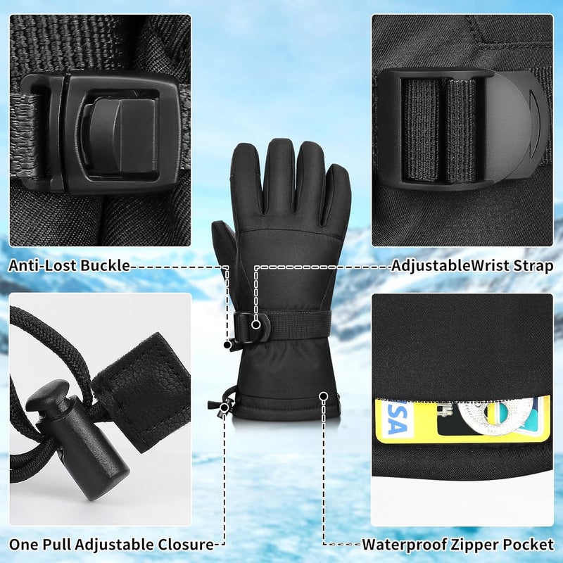 Odtmger Ski Gloves,Winter Waterproof & Warm Snow Gloves for Parent Child Kids-Skiing,Cycling,Motorcycle,Running - Image 4